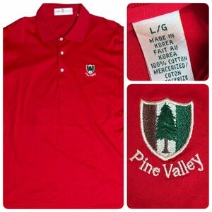 Fairway & Greene Polo Red Shirt Men Large Pine Valley Golf Club Logo Cotton